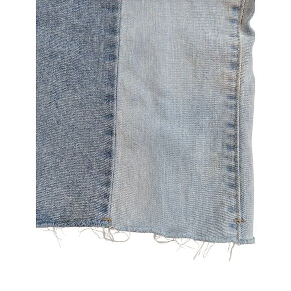 Almost Famous Womens Size 9 Two-Tone Cropped Distressed Raw Hem Jeans - Picture 7 of 9